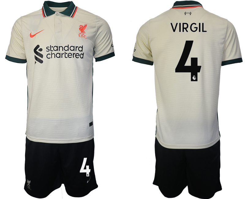 Men 2021-2022 Club Liverpool away cream #4 Soccer Jersey